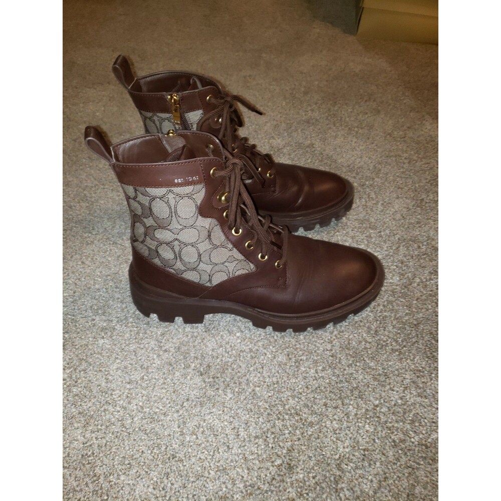 COACH SIZE:7.5(MENS)/9.5(WMN) CITYSOLE SIGNATURE LEATHER BOOTS MAPLE*WORN 3X'S*